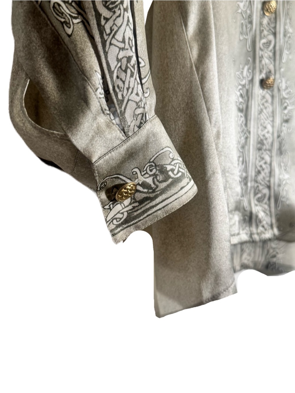 Escada Silk Blouse Women's 39 Vintage Button Front Blouse Gold Baroque Shiny - Picture 7 of 8